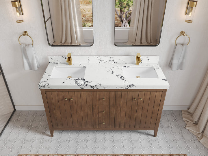 Atlanta Teak Wood 60 in. W x 22 in. D Double Sink Bathroom Vanity - photo 38
