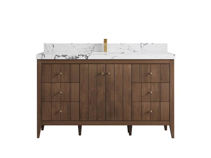 Atlanta Teak Wood 60 in. W x 22 in. D Single Sink Bathroom Vanity - photo 39