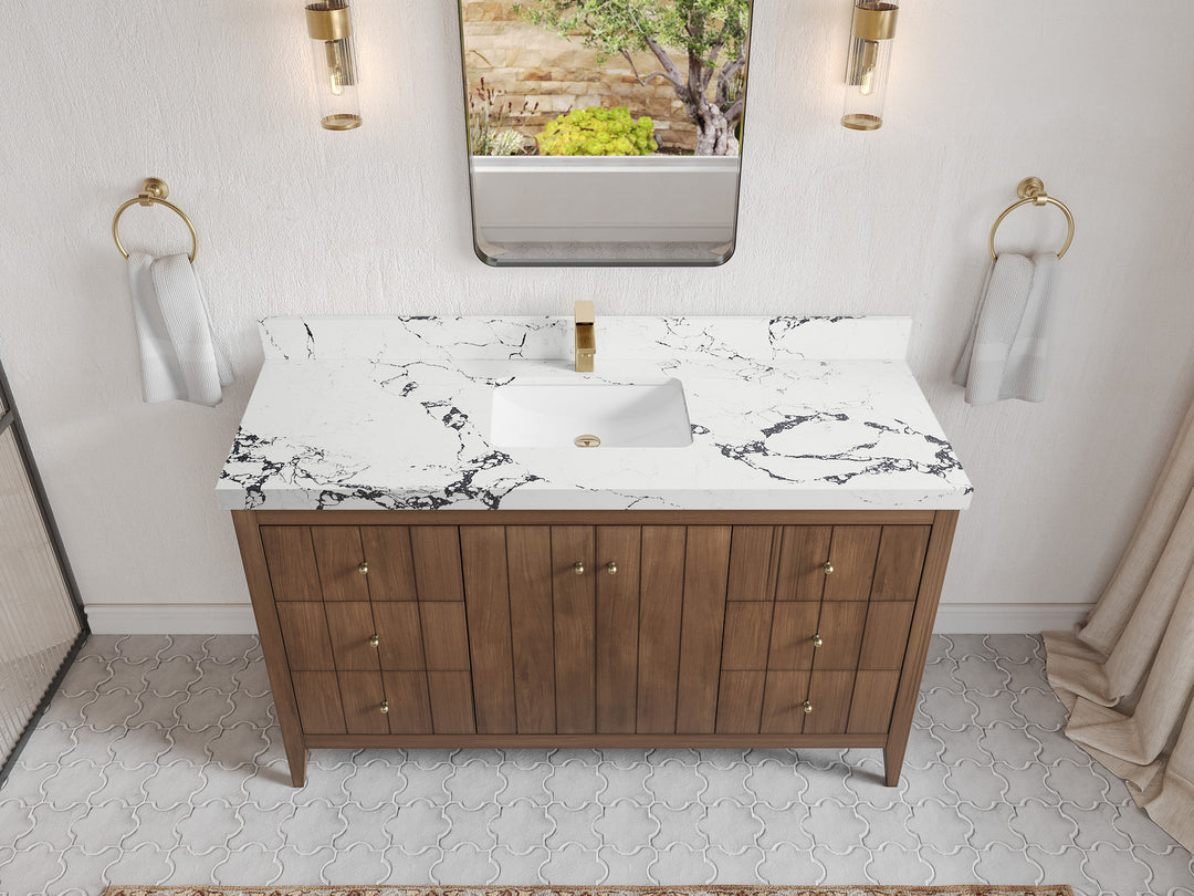 Atlanta Teak Wood 60 in. W x 22 in. D Single Sink Bathroom Vanity