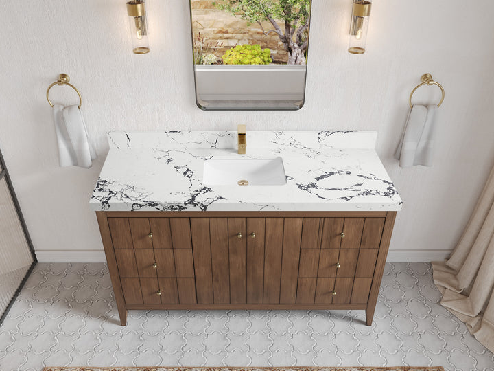Atlanta Teak Wood 60 in. W x 22 in. D Single Sink Bathroom Vanity - photo 38