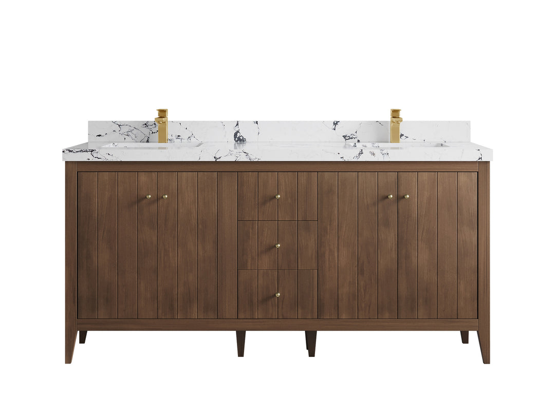 Atlanta Teak Wood 72 in. W x 22 in. D Double Sink Bathroom Vanity