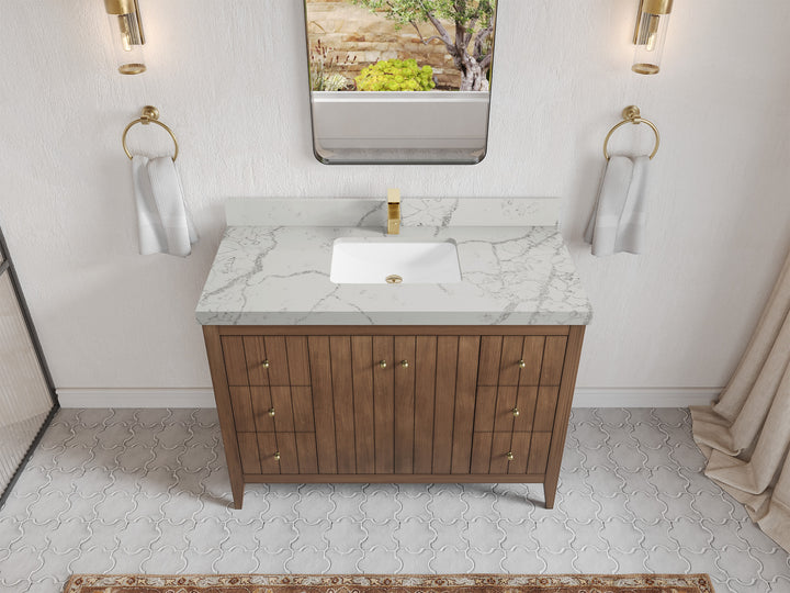 Atlanta Teak Wood 48 in. W x 22 in. D Single Sink Bathroom Vanity - photo 40