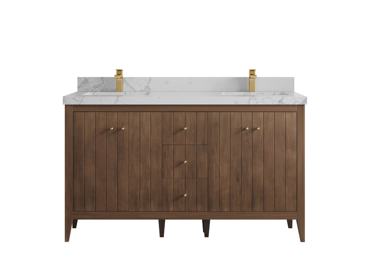 Atlanta Teak Wood 60 in. W x 22 in. D Double Sink Bathroom Vanity - photo 41