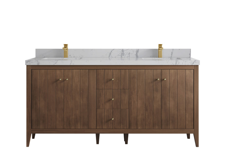 Atlanta Teak Wood 72 in. W x 22 in. D Double Sink Bathroom Vanity - photo 41