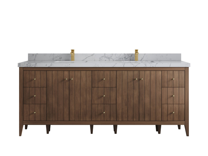 Atlanta Teak Wood 84 in. W x 22 in. D Double Sink Bathroom Vanity - photo 43
