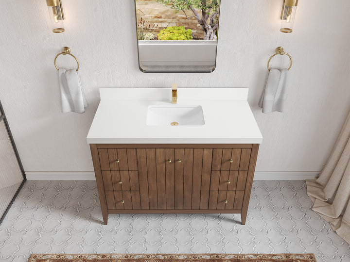 Atlanta Teak Wood 48 in. W x 22 in. D Single Sink Bathroom Vanity - photo 42