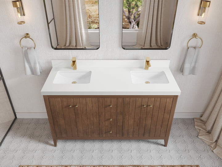 Atlanta Teak Wood 60 in. W x 22 in. D Double Sink Bathroom Vanity - photo 67