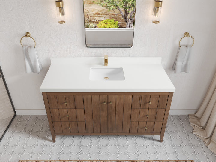 Atlanta Teak Wood 60 in. W x 22 in. D Single Sink Bathroom Vanity - photo 42
