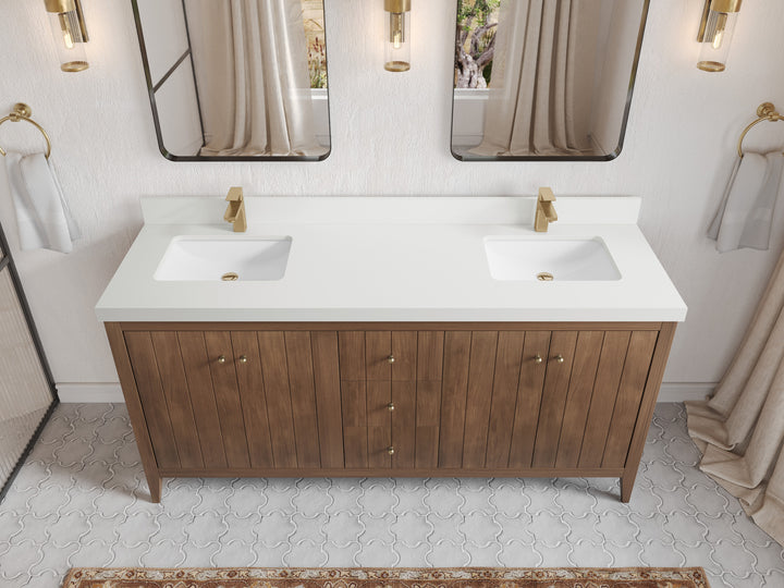 Atlanta Teak Wood 72 in. W x 22 in. D Double Sink Bathroom Vanity - photo 62