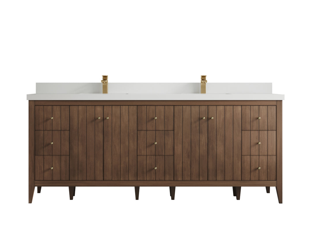 Atlanta Teak Wood 84 in. W x 22 in. D Double Sink Bathroom Vanity
