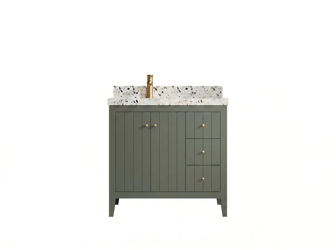 Atlanta 36 in. W x 22 in. D Left Offset Sink Bathroom Vanity | 
              
                Pewter Green
                
                  
             - ATL-CAB-PGN-35L - photo №1