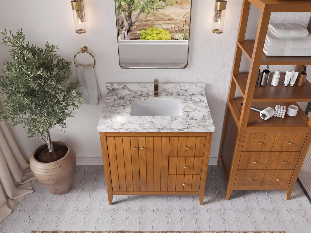 Atlanta 36 in. W x 22 in. D Teak Wood Center Sink Bathroom Vanity | 
              
                Dark Natural Teak
                
                  
             - ATL_TK_DNT_WHQZ_36CL - photo №29