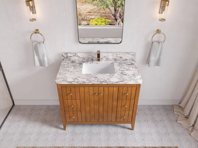 Atlanta Teak Wood 42 in. W x 22 in. D Single Sink Bathroom Vanity