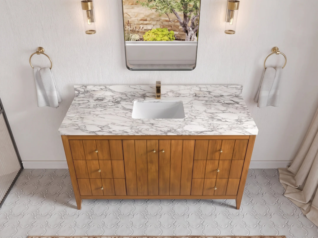 Atlanta Teak Wood 60 in. W x 22 in. D Single Sink Bathroom Vanity | 
              
                Dark Natural Teak
                
                  
             - ATL_TK_DNT_WHQZ_60S - photo №32
