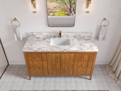 Atlanta Teak Wood 60 in. W x 22 in. D Single Sink Bathroom Vanity