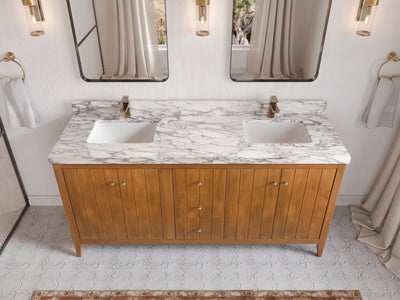 Atlanta Teak Wood 72 in. W x 22 in. D Double Sink Bathroom Vanity