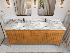 Atlanta Teak Wood 84 in. W x 22 in. D Double Sink Bathroom Vanity - photo 38