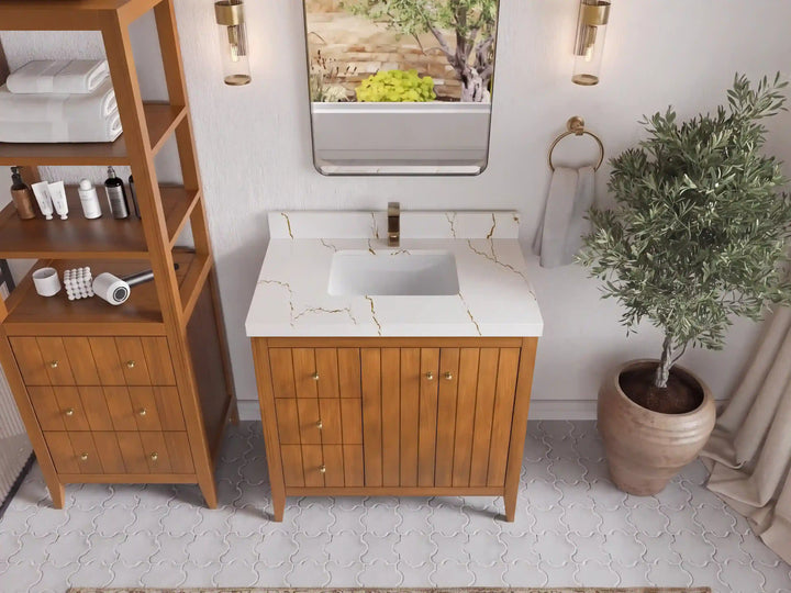 Atlanta Teak Wood 36 in. W x 22 in. D Center Sink Bathroom Vanity - photo 32