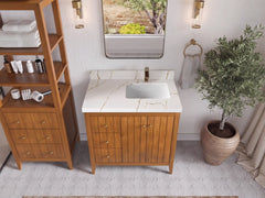 Atlanta Teak Wood 36 in. W x 22 in. D Right Offset Sink Bathroom Vanity - photo 40