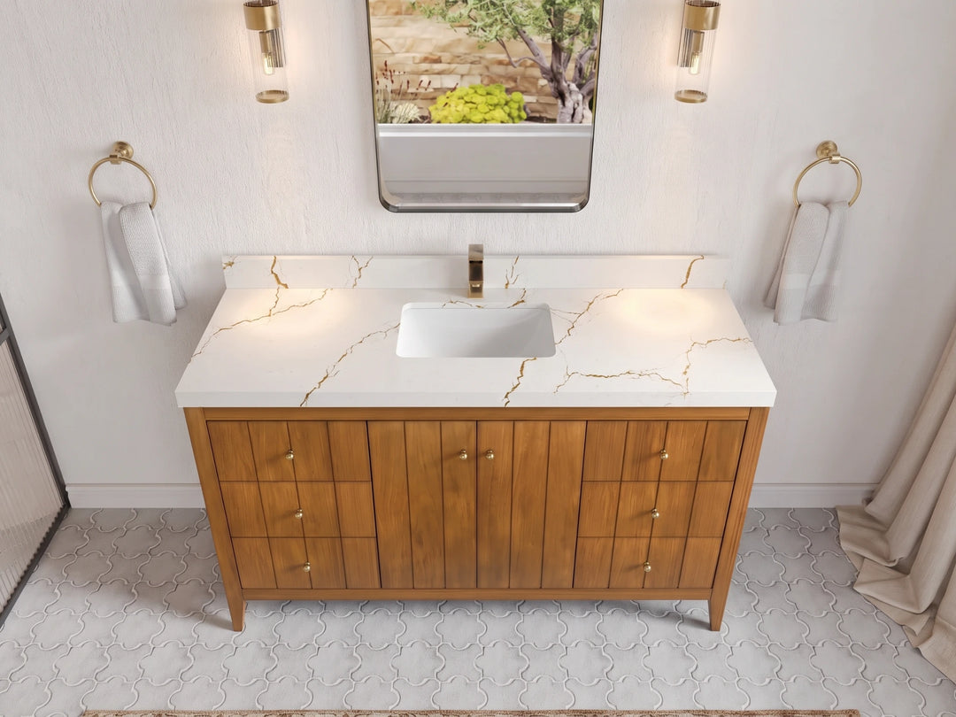 Atlanta Teak Wood 60 in. W x 22 in. D Single Sink Bathroom Vanity | 
              
                Dark Natural Teak
                
                  
             - ATL_TK_DNT_WHQZ_60S - photo №31
