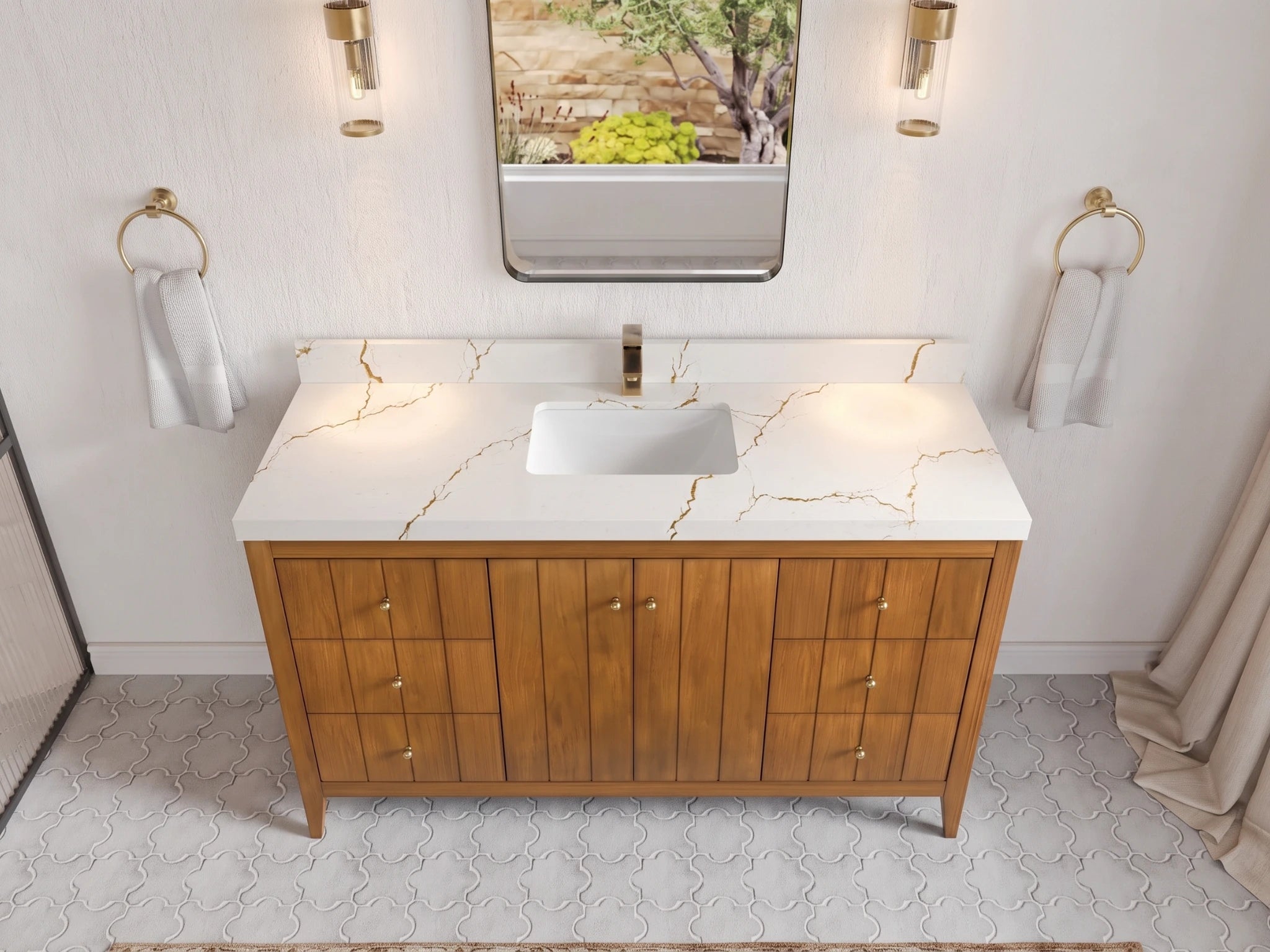Atlanta Teak Wood 60 in. W x 22 in. D Single Sink Bathroom Vanity