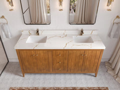 Atlanta Teak Wood 72 in. W x 22 in. D Double Sink Bathroom Vanity - photo 34
