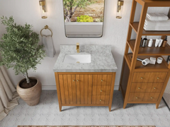 Atlanta Teak Wood 36 in. W x 22 in. D Left Offset Sink Bathroom Vanity - photo 8