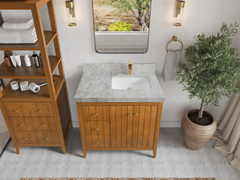 Atlanta Teak Wood 36 in. W x 22 in. D Right Offset Sink Bathroom Vanity - photo 8