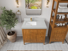 Atlanta Teak Wood 36 in. W x 22 in. D Left Offset Sink Bathroom Vanity - photo 9