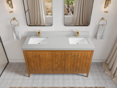 Atlanta Teak Wood 60 in. W x 22 in. D Double Sink Bathroom Vanity - photo 9