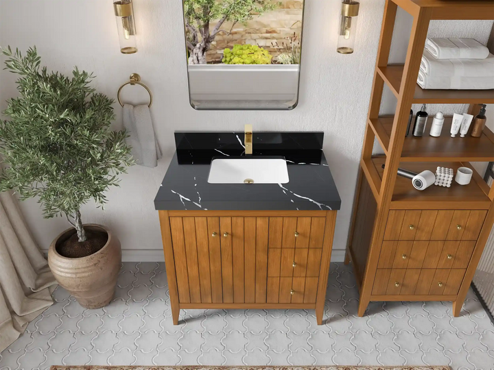 Atlanta Teak Wood 36 in. W x 22 in. D Center Sink Bathroom Vanity - photo 14