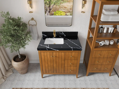 Atlanta Teak Wood 36 in. W x 22 in. D Left Offset Sink Bathroom Vanity - photo 10