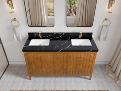 Atlanta Teak Wood 60 in. W x 22 in. D Double Sink Bathroom Vanity - photo 10