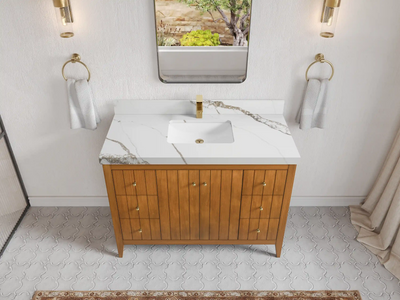 Atlanta Teak Wood 48 in. W x 22 in. D Single Sink Bathroom Vanity