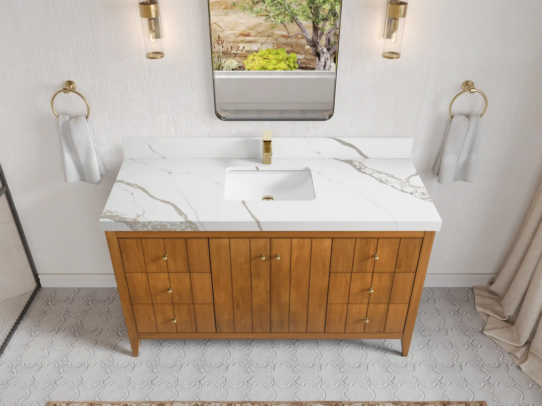 Atlanta Teak Wood 60 in. W x 22 in. D Single Sink Bathroom Vanity | 
              
                Dark Natural Teak
                
                  
             - ATL_TK_DNT_WHQZ_60S - photo №26