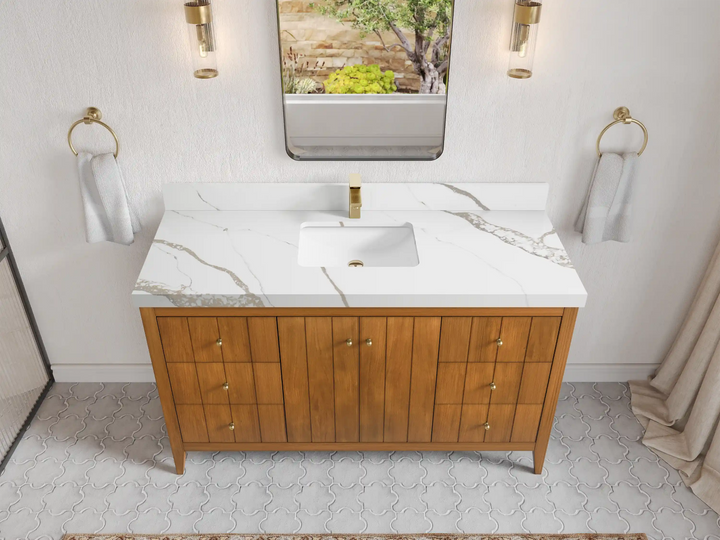 Atlanta Teak Wood 60 in. W x 22 in. D Single Sink Bathroom Vanity - photo 26