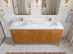 Atlanta Teak Wood 72 in. W x 22 in. D Double Sink Bathroom Vanity - photo 8
