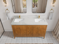 Atlanta Teak Wood 60 in. W x 22 in. D Double Sink Bathroom Vanity - photo 13