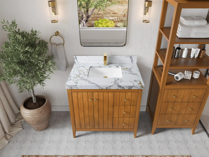 Atlanta Teak Wood 36 in. W x 22 in. D Center Sink Bathroom Vanity - photo 18