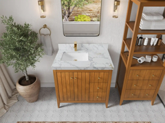 Atlanta Teak Wood 36 in. W x 22 in. D Left Offset Sink Bathroom Vanity - photo 14