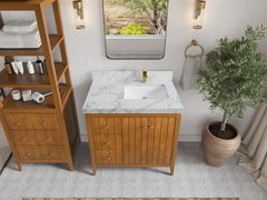 Atlanta Teak Wood 36 in. W x 22 in. D Right Offset Sink Bathroom Vanity - photo 14