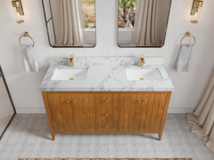Atlanta Teak Wood 60 in. W x 22 in. D Double Sink Bathroom Vanity - photo 14
