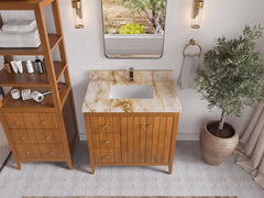 Atlanta Teak Wood 36 in. W x 22 in. D Center Sink Bathroom Vanity - photo 34