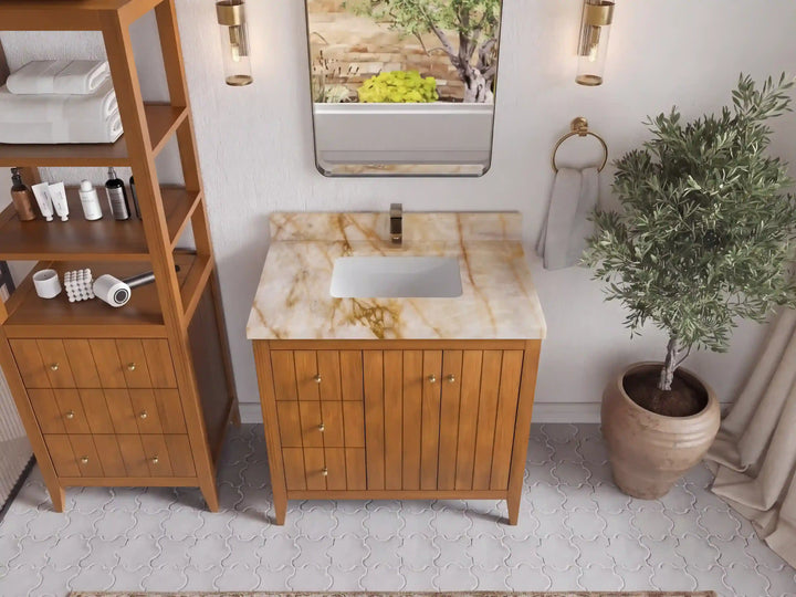 Atlanta Teak Wood 36 in. W x 22 in. D Center Sink Bathroom Vanity - photo 34