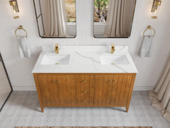 Atlanta Teak Wood 60 in. W x 22 in. D Double Sink Bathroom Vanity - photo 16