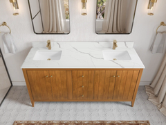 Atlanta Teak Wood 72 in. W x 22 in. D Double Sink Bathroom Vanity - photo 14
