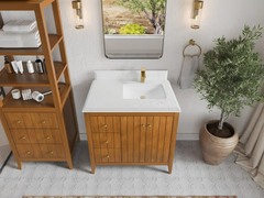 Atlanta Teak Wood 36 in. W x 22 in. D Right Offset Sink Bathroom Vanity - photo 17
