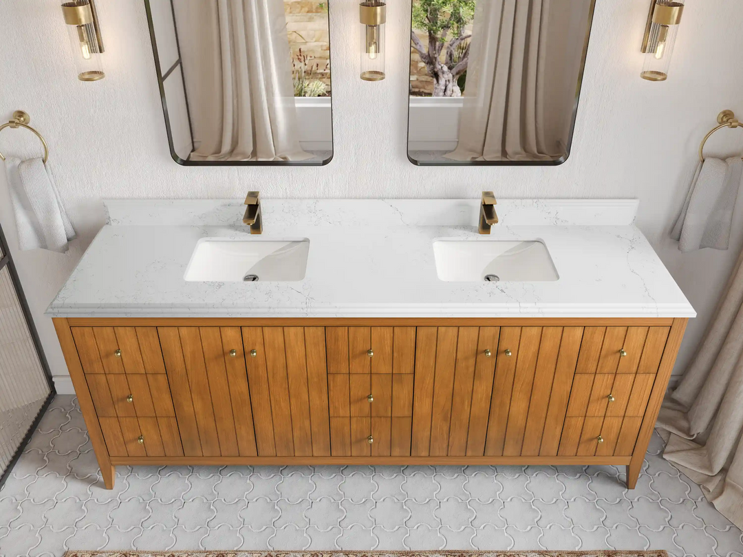Atlanta Teak Wood 84 in. W x 22 in. D Double Sink Bathroom Vanity | 
              
                Dark Natural Teak
                
                  
             - ATL_TK_DNT_WHQZ_84 - photo №17