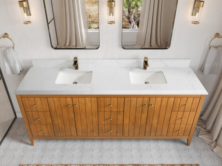 Atlanta Teak Wood 84 in. W x 22 in. D Double Sink Bathroom Vanity - photo 17