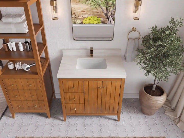 Atlanta Teak Wood 36 in. W x 22 in. D Center Sink Bathroom Vanity - photo 35